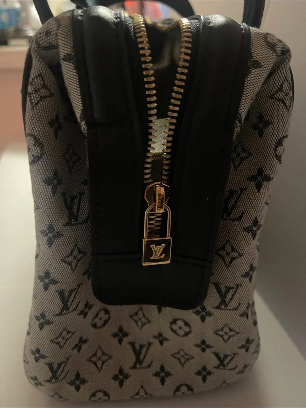 Louis Vuitton Gray and Black Monogram Satchel